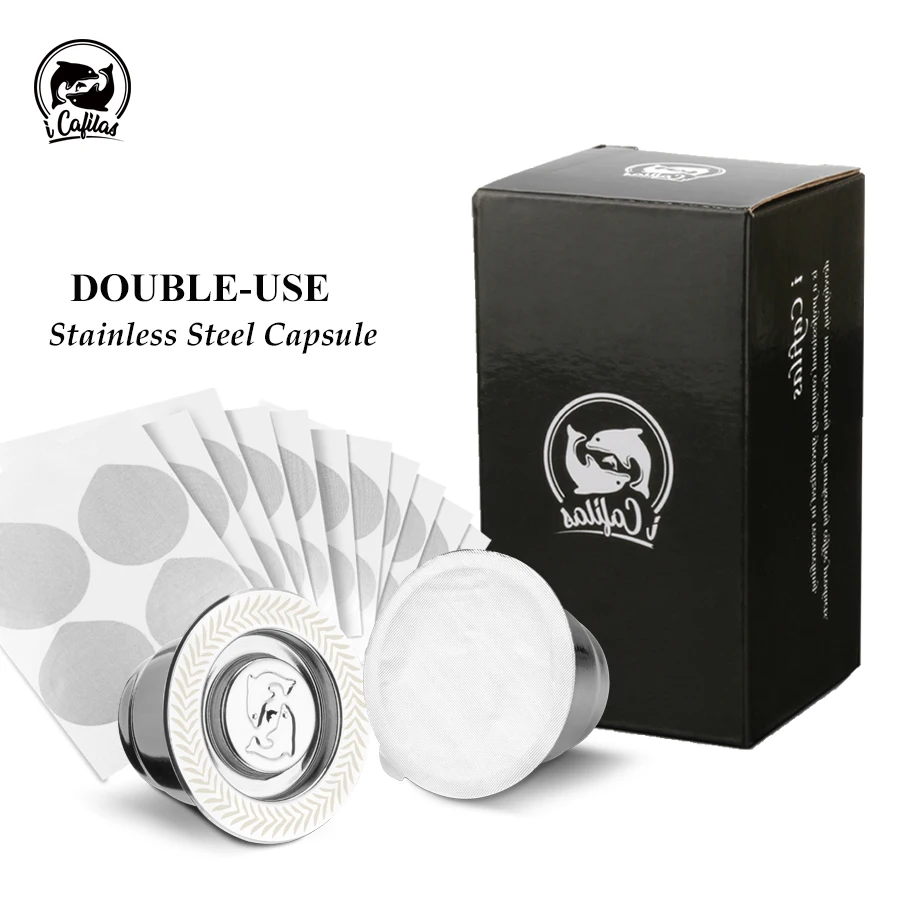 2 in 1 Usage Recargables Coffee Filter Stainless Steel Nespresso Refillable Capsule Reusable for Essenza Mini