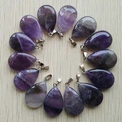 Fashion Hot Sale good quality natural amethysts stone water drop pendants for jewelry making 20pcs/lot Wholesale Free Shipping