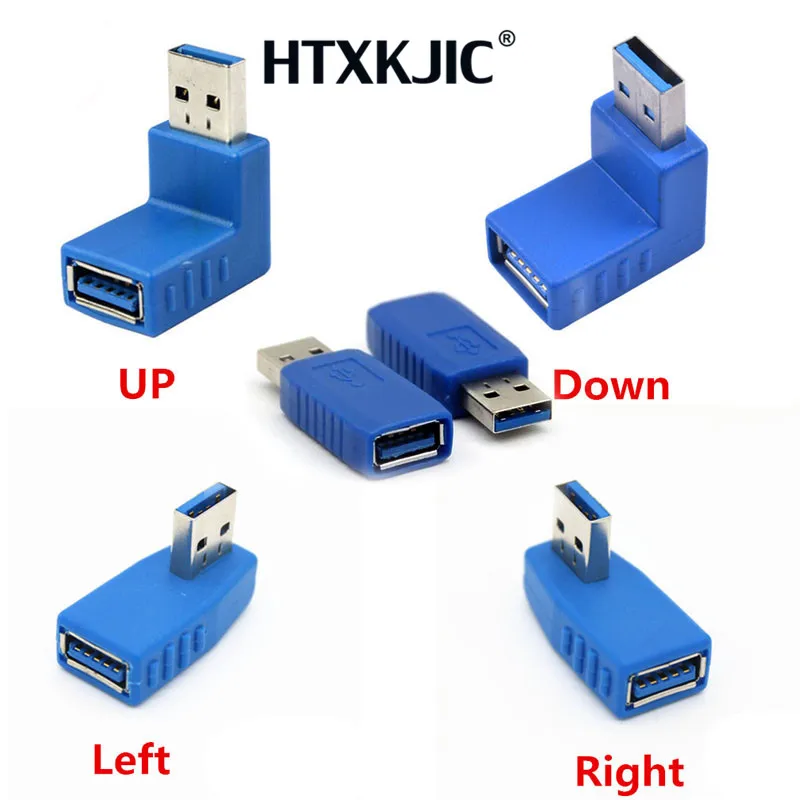 90 degree USB 3.0 A male to female Vertical Left right Up Down angled adapter USB 3.0 M/F Connector for laptop PC Computer Blue