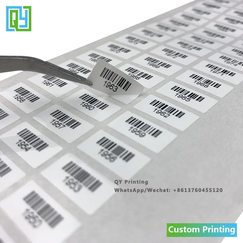 2000pcs 16x8mm Free Shipping Custom Barcode Labels QR Code 2D Data Matrix Serial Number Waterproof Oil Proof White PET Stickers