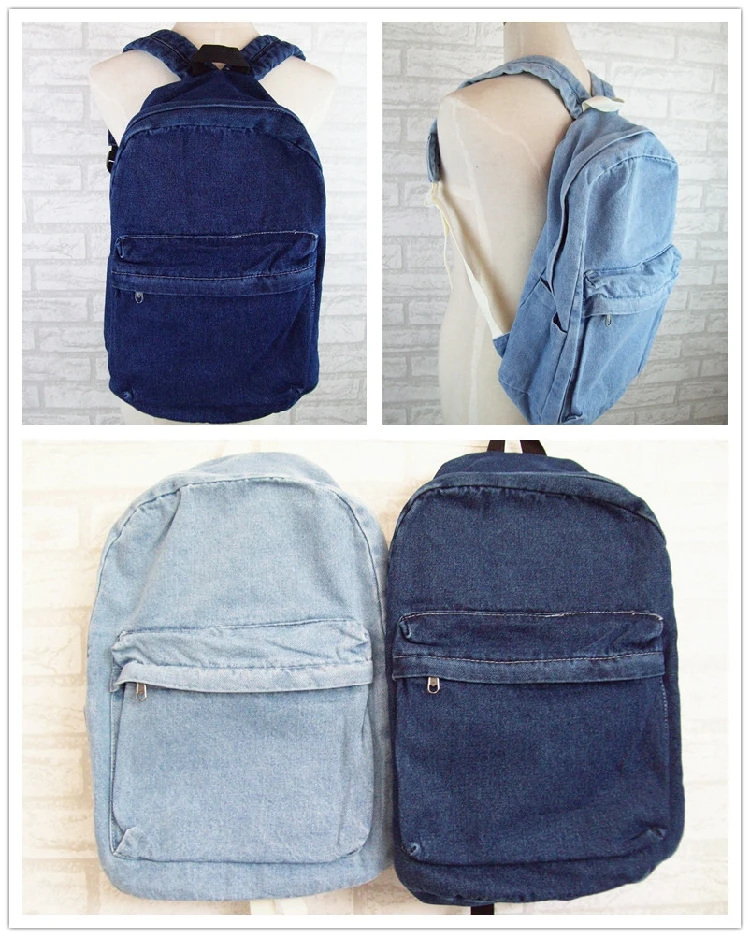 Vintage Casual Preppy Style Simple light Blue Denim Backpack School Bags Jeans Women Daypacks CrossBody bag bolsa feminina