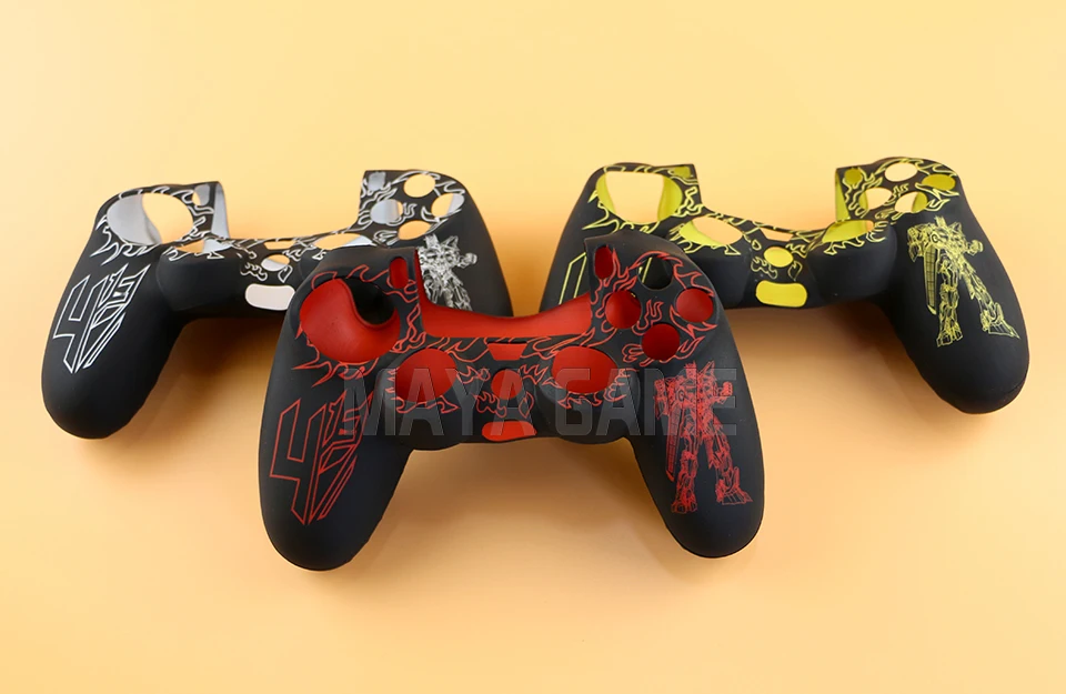 10 Stück schützende Silikonhülle mit Griff für PS4-Controller-Shell, PS4-Aufkleber für Playstation 4