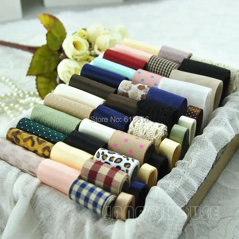 Free shipping 42 YDS Mixed 42 style Ribbon Set mix color zakka Ribbon series Ribbon DIY hair accessory material