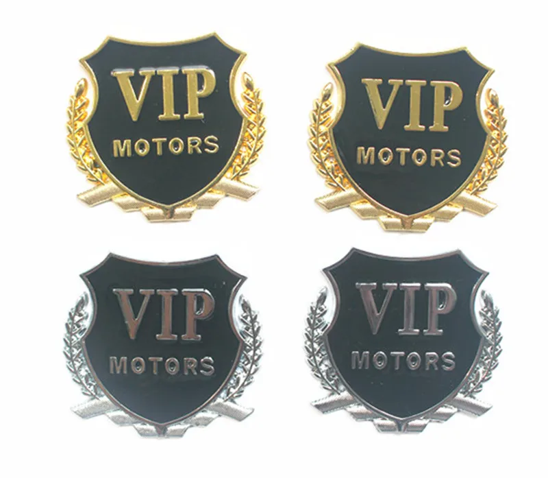 

2pcs/Lot 3D Logo VIP MOTORS Metal Car Chrome Emblem Badge Decal Door Window Body Auto Decor DIY Sticker Car Decoration Styling