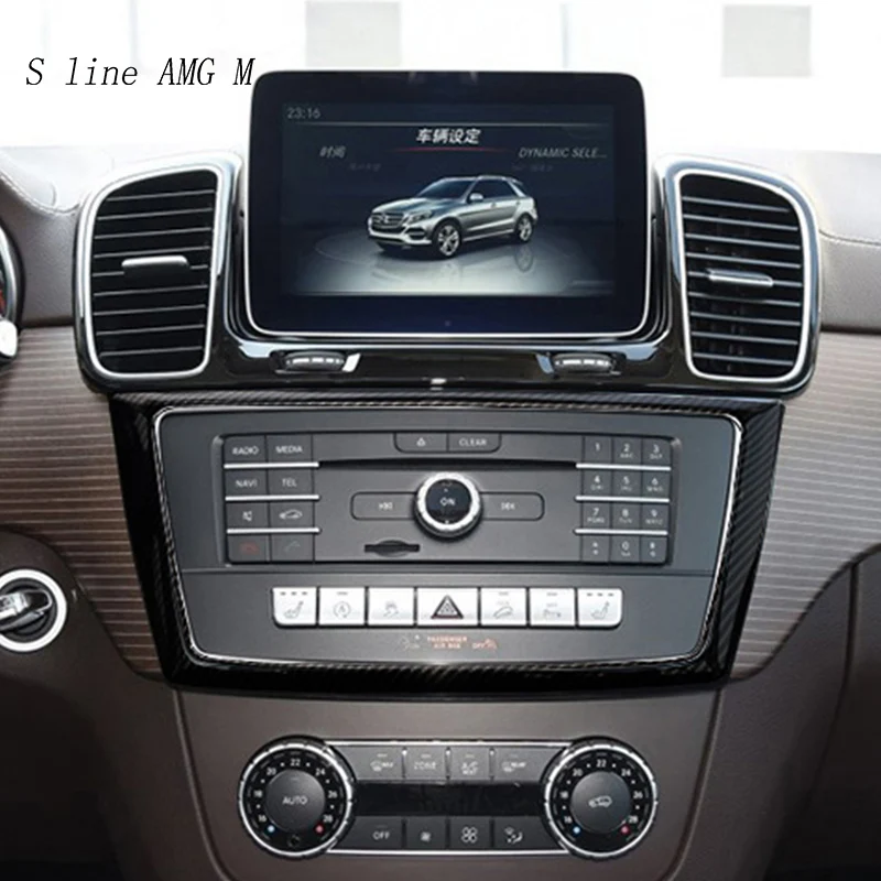 Cubierta de Panel de CD de aire acondicionado de fibra de carbono para coche, embellecedor de pegatina para Mercedes Benz ML X166 GLE W166 GLS GL,