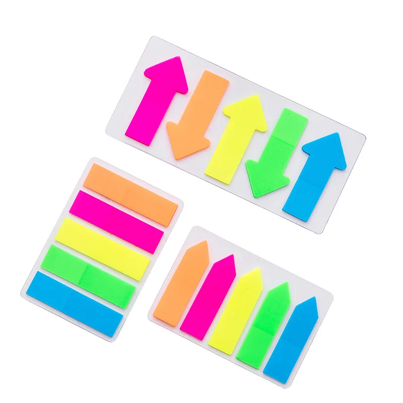 Fluorescence Rainbow Arrow Self Adhesive Sticky Notes Bookmark Memo Pad Point It Index Flag Stickers Note Office School Supplies