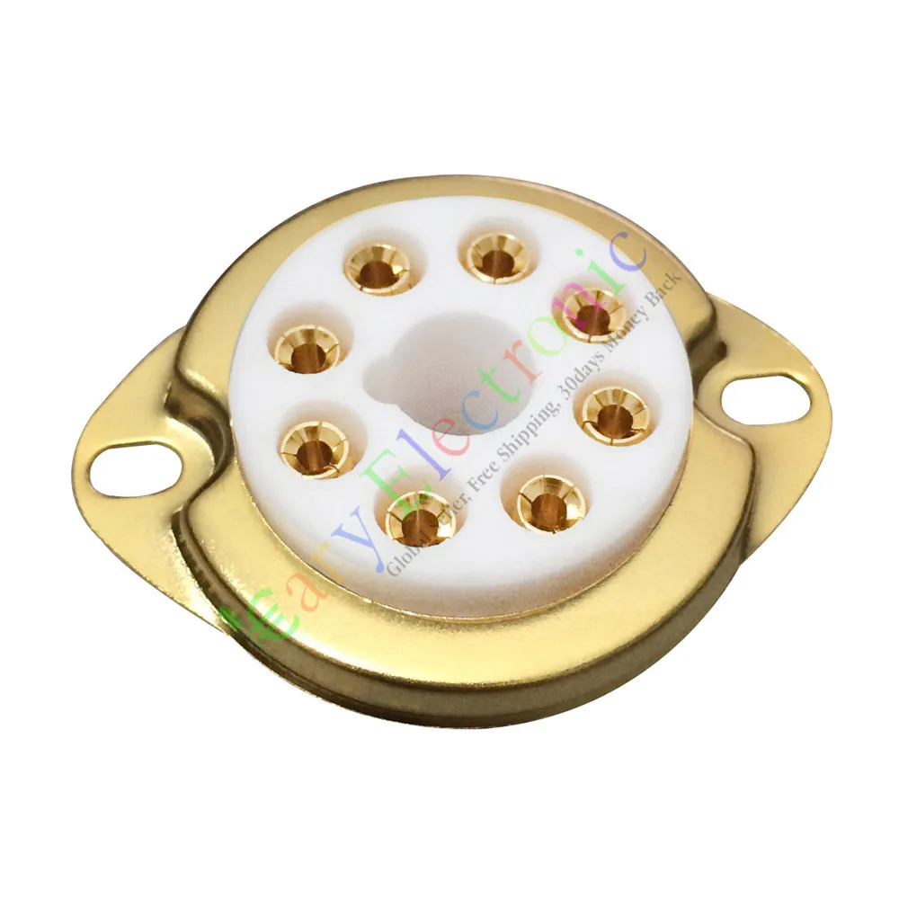 Wholesale and retail 10pc 8pin Gold Ceramic vacuum tube sockets octal valve For KT88 EL34B 6550 radio free shipping