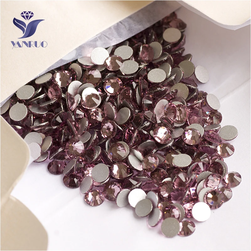 

YANRUO 2058NoHF Light Amethyst Strass Non Hot Fix Glass Stone Crystal Flat Back Rhinestones Stick On Nails