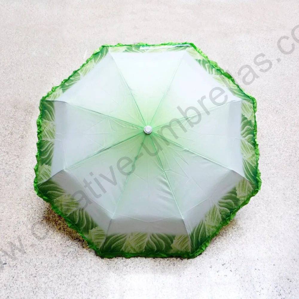 Three fold super light anti-rust imitation cabbage vegetable pencil umbrella compact windproof fiberglass gift parasol