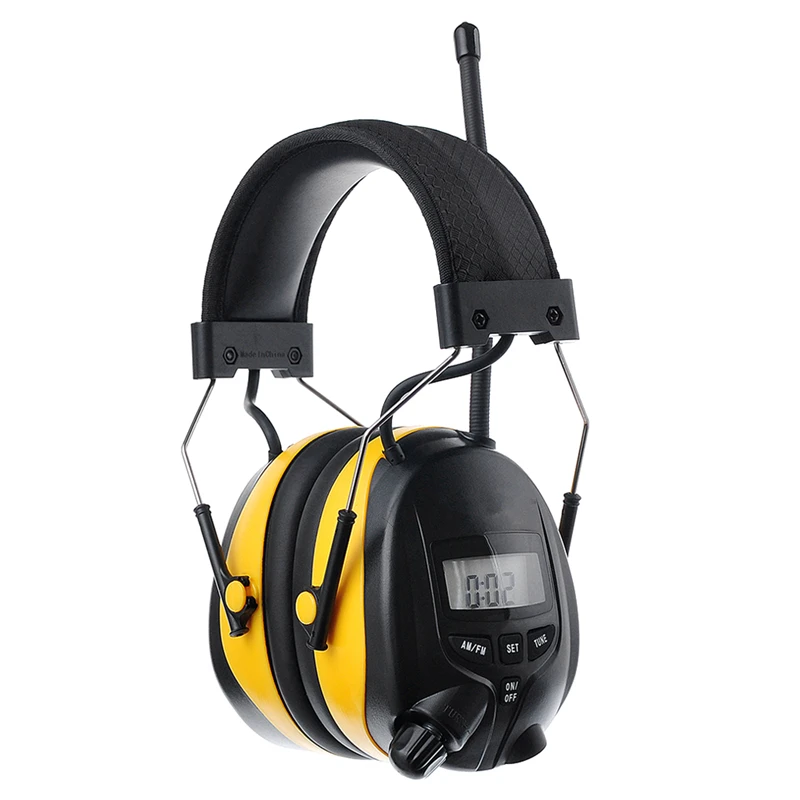 NRR 25dB MP3 AM FM Radio Hearing Protection Ear Muffs Electronic Ear Protector Noise Reduction Safety Earmuffs for Working