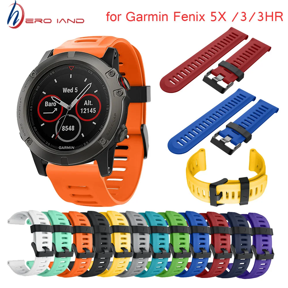 

Hero Iand Watchband Strap for Garmin Fenix 5X 5X Plus 3 3HR D2 tactix Bra Watch Silicone Wrist Band Strap