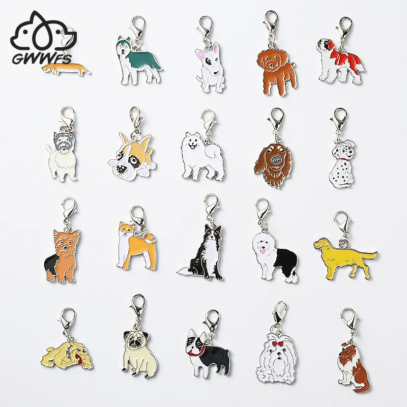 5PCS/LOT French Bulldog Wholesale Cat Dogs Pet pendant friends gifts Keyring Jewelry Bag Diy Pet Dog Tag Necklace Pendants