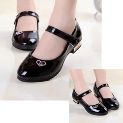 Girls Leather Shoes for Children Wedding Dress Princess School Shoes Kids Summer Bow-knot Black Student Sandals Korean Fashion