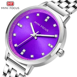 MINI FOCUS-reloj de cuarzo de acero dorado para mujer, joyería de cristal, reloj elegante informal, marca de lujo, moda