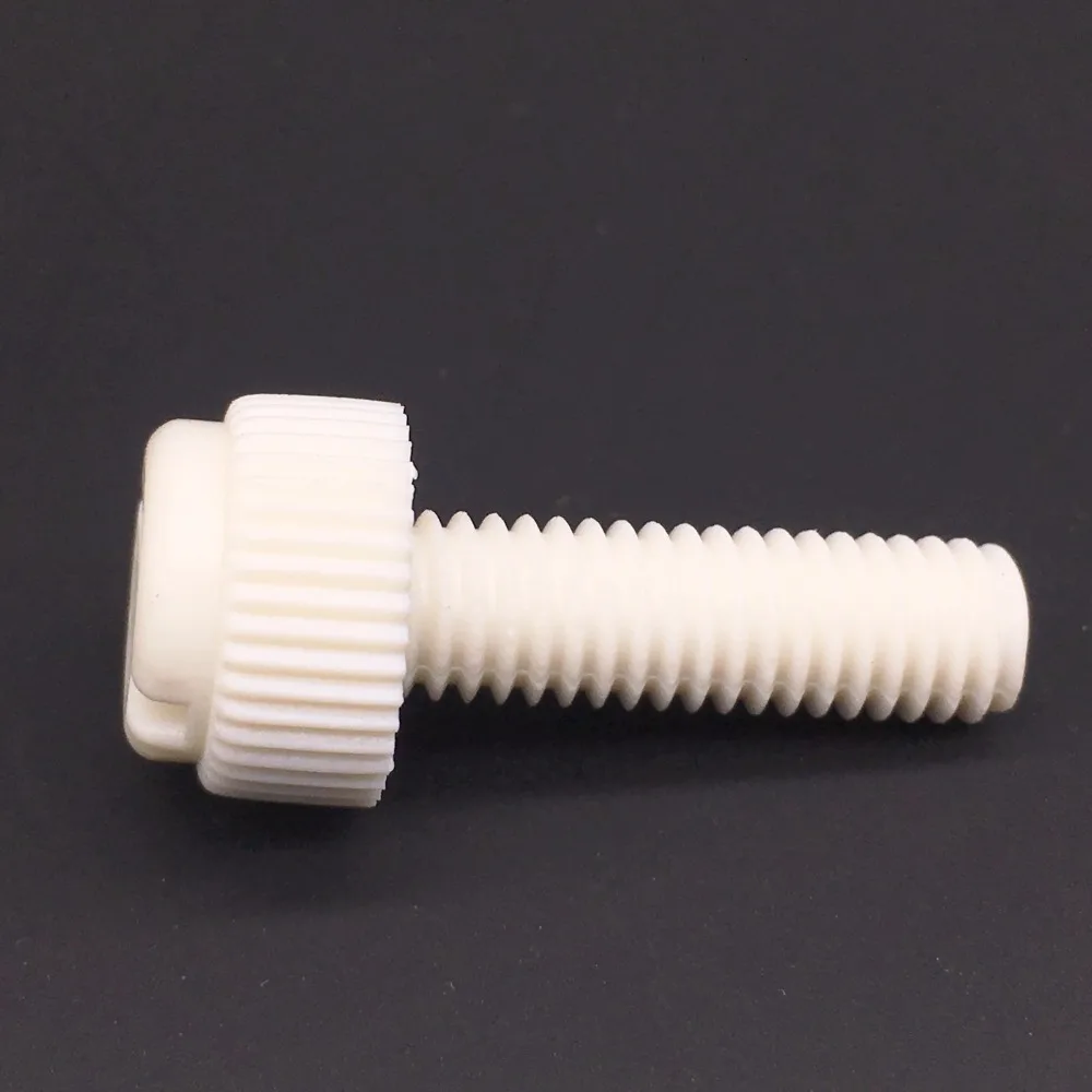 Wkooa M6x20 Screws Thumb Screws Knurl Head Slotted Fastener PP Plastic White Pack 500