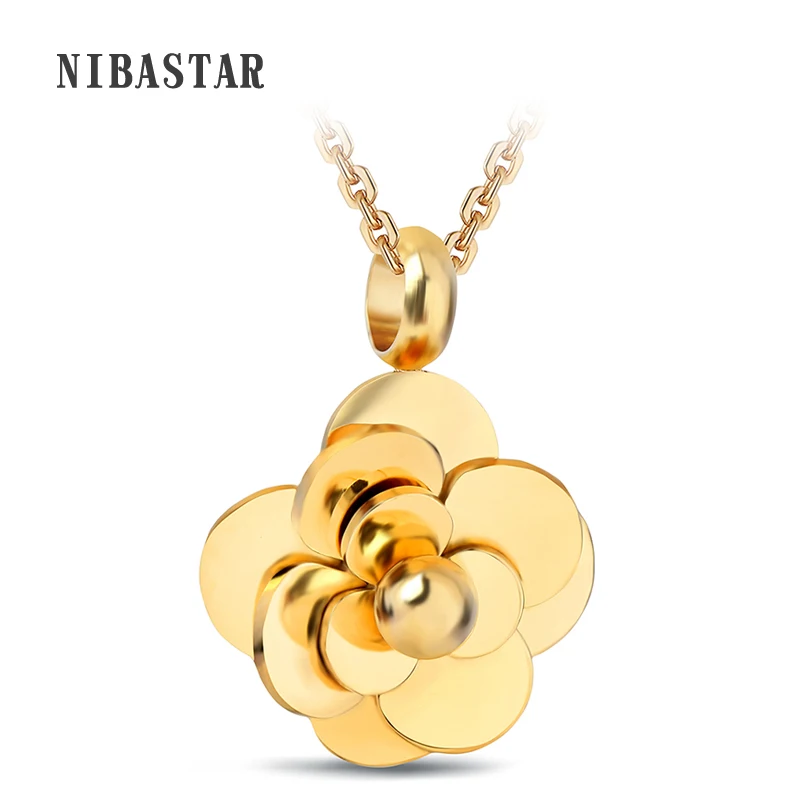 

New Arrival Hot fashion Rose Gold-Color Stainless Steel women's necklace camellia necklace flower Choker necklaces