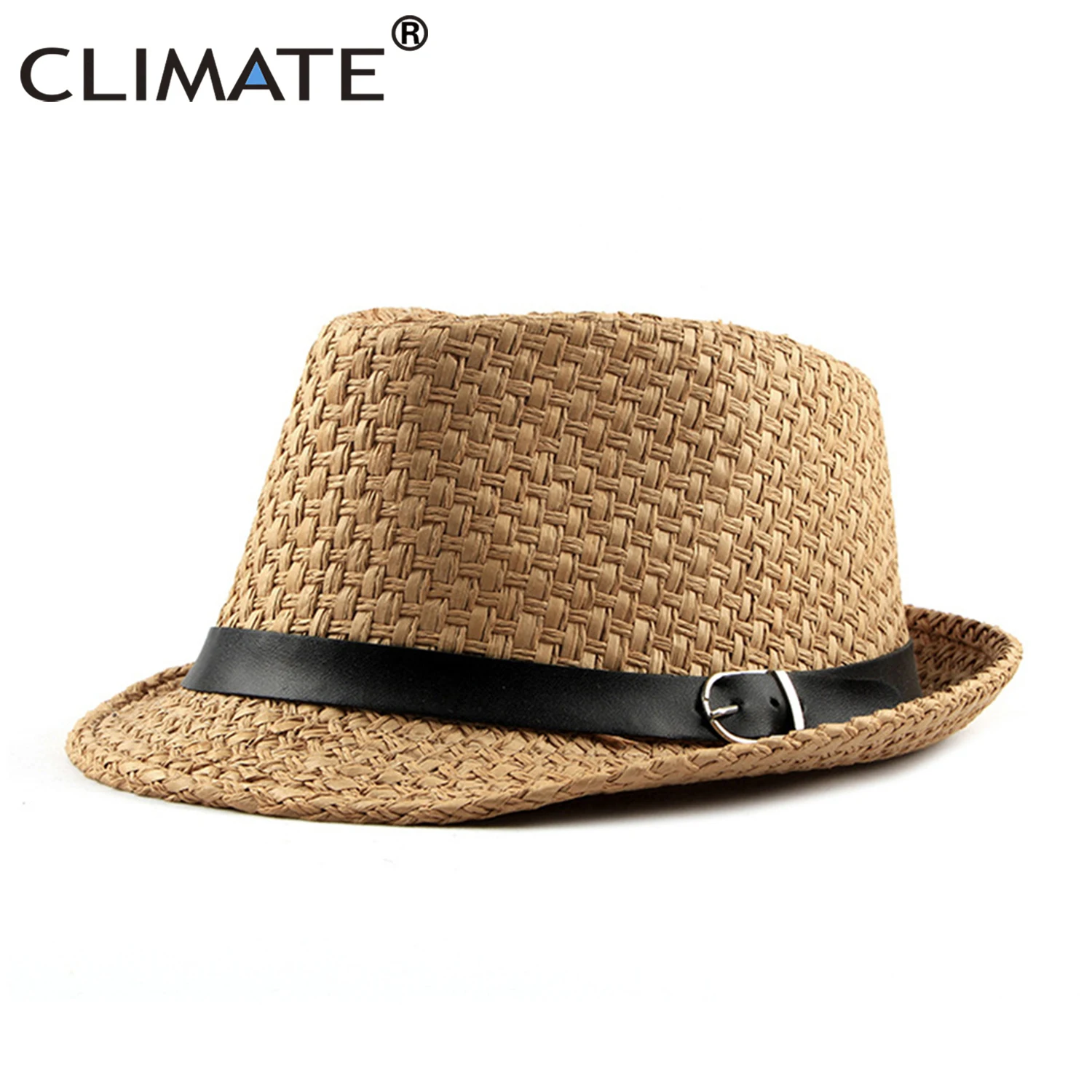 CLIMATE Summer Straw Hat Men Cool Straw Fedora Paper Straw Hats for Man Solid Paper Cool Fedoras Cap Summer Fedora Men Hat Cap