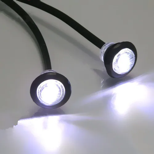 Universal Pair White 12v Round Flush Mount LED Mini Marker Lights Car Truck Motorcycle SUV Caravans Trailers