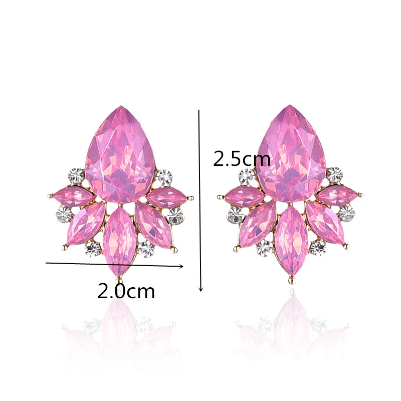 LUBOV Fashion Rhinestone Inlaid Colorful Crystal Stone Women Piercing Earrings Gold Color Metal Piercing Earrings Christmas Gift