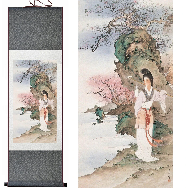 

Pretty girl painting Chinese Art Painting Home Office Decoration beautifull woman painting Daiyu zang hua painting