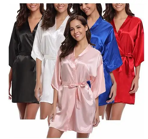 4XL. المرأة الحرير الزفاف كيمونو العروس رداء. ملابس خاصة وصيفه الشرف Robes منامة Bathrobe ثوب النوم سبا الزفاف رداء روب للنوم