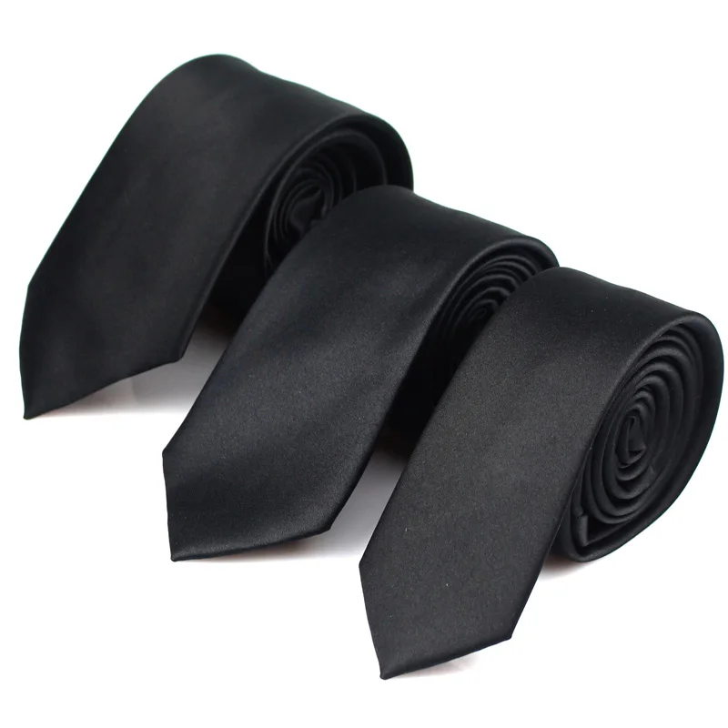 Corbatas clásicas negras para hombres, corbatas de seda para boda, fiesta, negocios, corbata de cuello para adultos, corbata sólida informal, 3