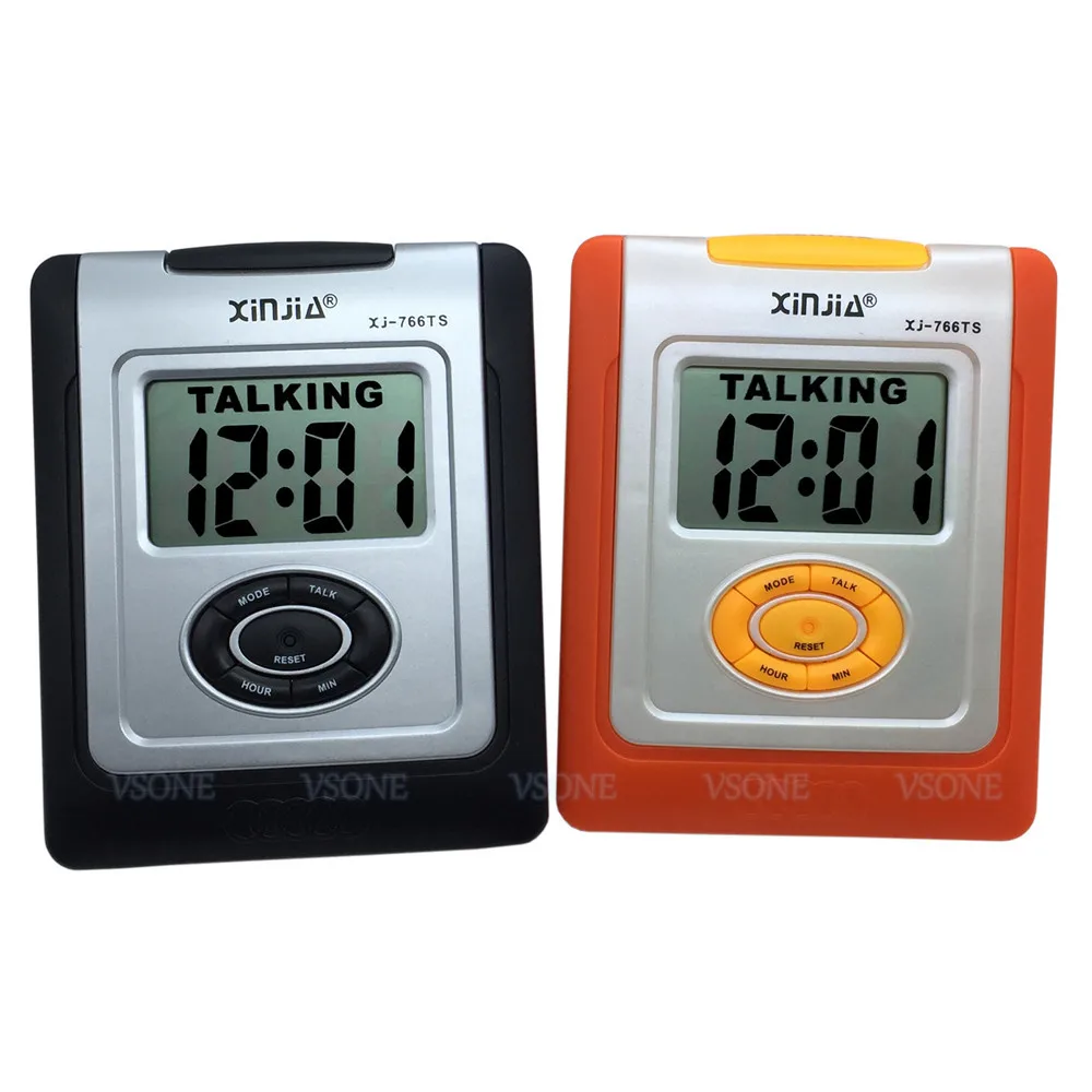 Spanish Talking LCD Digital Alarm Clock for Blind or Low Vision, Orange Color or Black Color