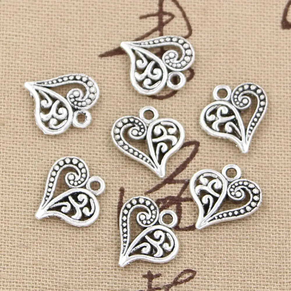 20 stücke Charms Hohl Schöne Herz 15x14mm Antike, Der Anhänger fit, vintage Tibetischen Bronze Silber farbe, DIY Handgemachten Schmuck