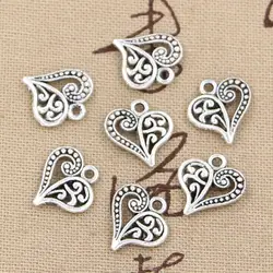 20pcs Charms Hollow Lovely Heart 15x14mm Antique Making Pendant fit,Vintage Tibetan Bronze Silver color,DIY Handmade Jewelry