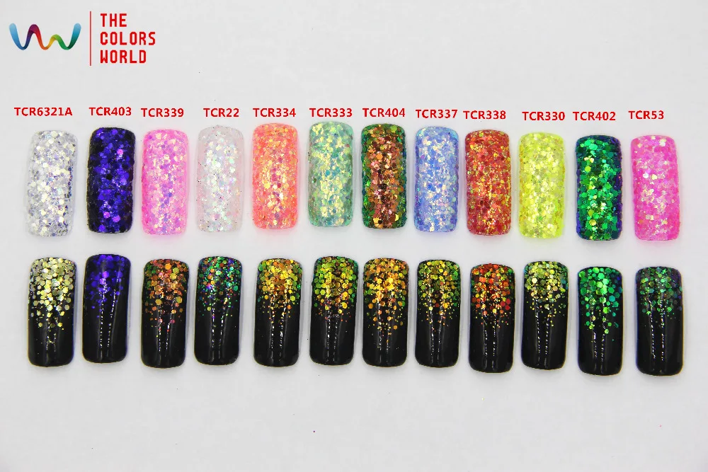 TCT-009 American Fantasy Iridescent Rainbow Color Hexagon Shape  Mix Size Nail Glitter for Nail Art or Other DIY Body Decoration