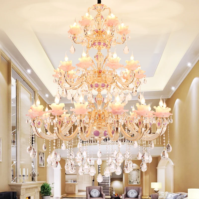 Furniture Of Luxury European Large Crystal Chandelier Modern Villa Living Room Lamps chandeliers wedding romantic lights