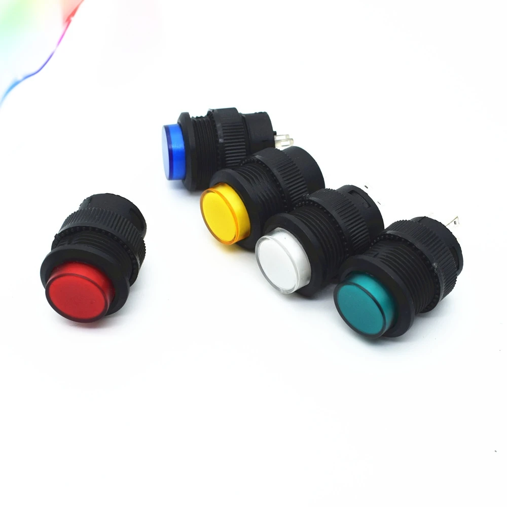 1pcs 16mm Self-locking push button switch with LED ON-OFF 3A/250VAC fixation switch 5Color