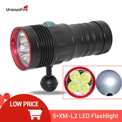 6000 Lumens Diving Flashlight Torch 5*XM-L2 LED Scuba Dive Torch Waterproof Underwater 100M Tactical Flashlights Lantern lamp