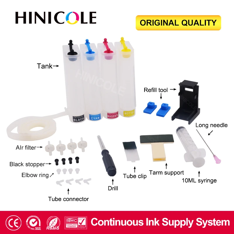 Continuous Ink Supply System CISS Ink Kit for HP 662 662XL Deskjet 1015 1515 2515 2545 2645 3545 4510 4515 4516 4518 Printer