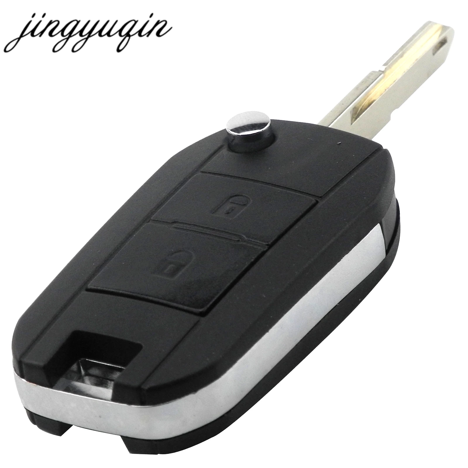 jingyuqin Modified Flip Folding Car Key Fob Shell For Peugeot 206 207 Remote 2 Button Key Case