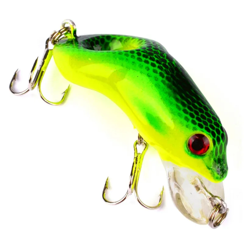 1Pcs 5.5cm/8.8g  Artificial Fishing Lure Plastic Frog Top Water Snakehead Minnow Crankbaits Strong Wobblers Lure With 3D Eyes