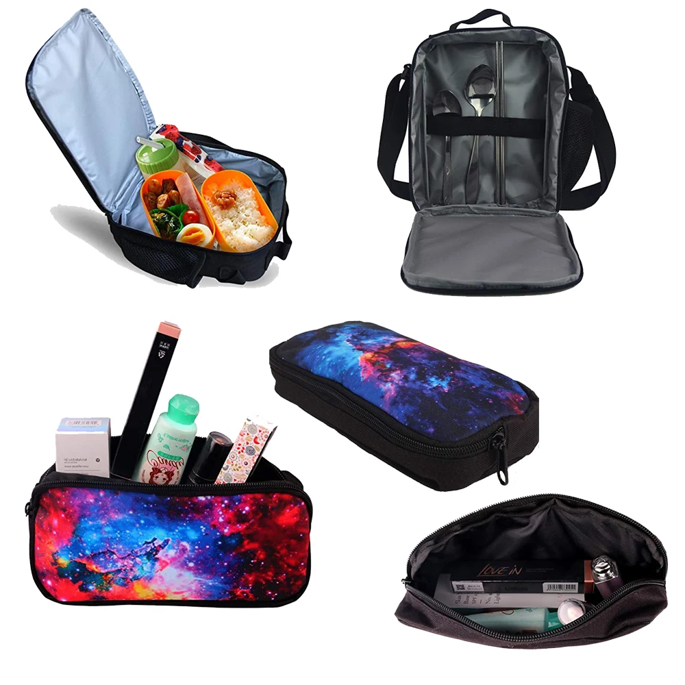 Jackherelook Fashion Trend Depeches Band Mode Print School Bag 3pcs/set for Teen Backpack Kids Bookbags Lunch Bag Pencil Case