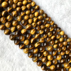 Veemake Natural AAA Yellow Tiger Eye Stone Round Loosea Beads For Jewelry Making 3-18mm 05660