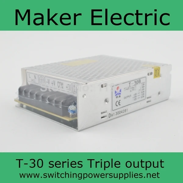 Factory outlet ! 30W 5V 12V -12V Triple output psu switching power supply  T-30B High quality 2 years warranty