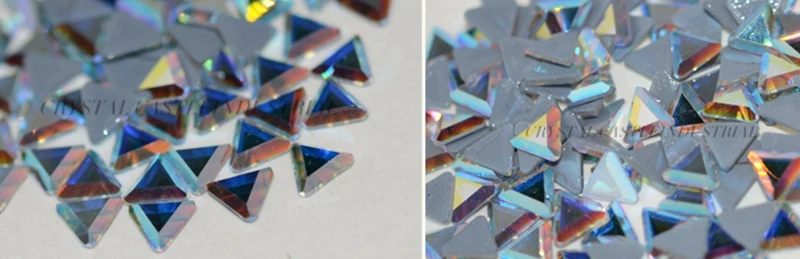 Crystal Castle Flatback Strass steine für Kleidung, 5A Best, Dreiecks form Hotfix Strass, AB Edelsteine Stein perlen, Kleber Glas Diamant – Detail 5