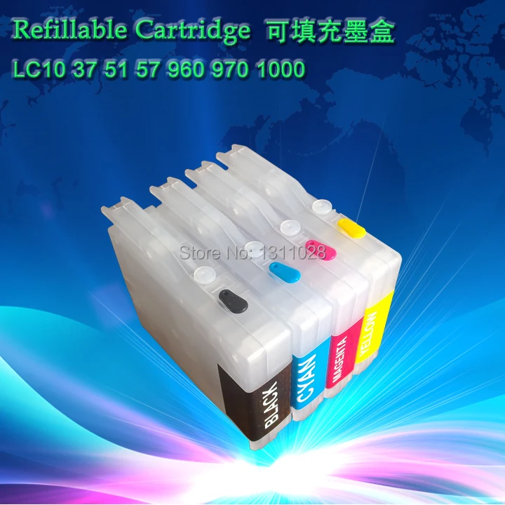 Cartucho de inyección de tinta rellenable, vacío, para LC10, LC37, LC51, LC57, LC960, LC970, LC1000, para DCP-130C, 330C, 540CN, 50CW, MFC-240CN