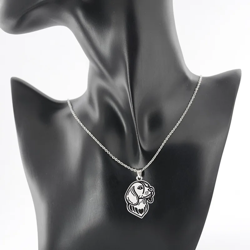 Vintage Silver Color Stainless Steel Long Chains Beagle Pendant Pet Lover Necklace Bohomian Dog Necklaces For Women Men Jewelry