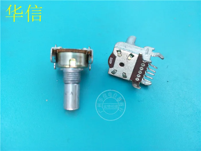 4pcs RK1212G horizontal double potentiometer A20K / Axle half iron handle length 15MMF