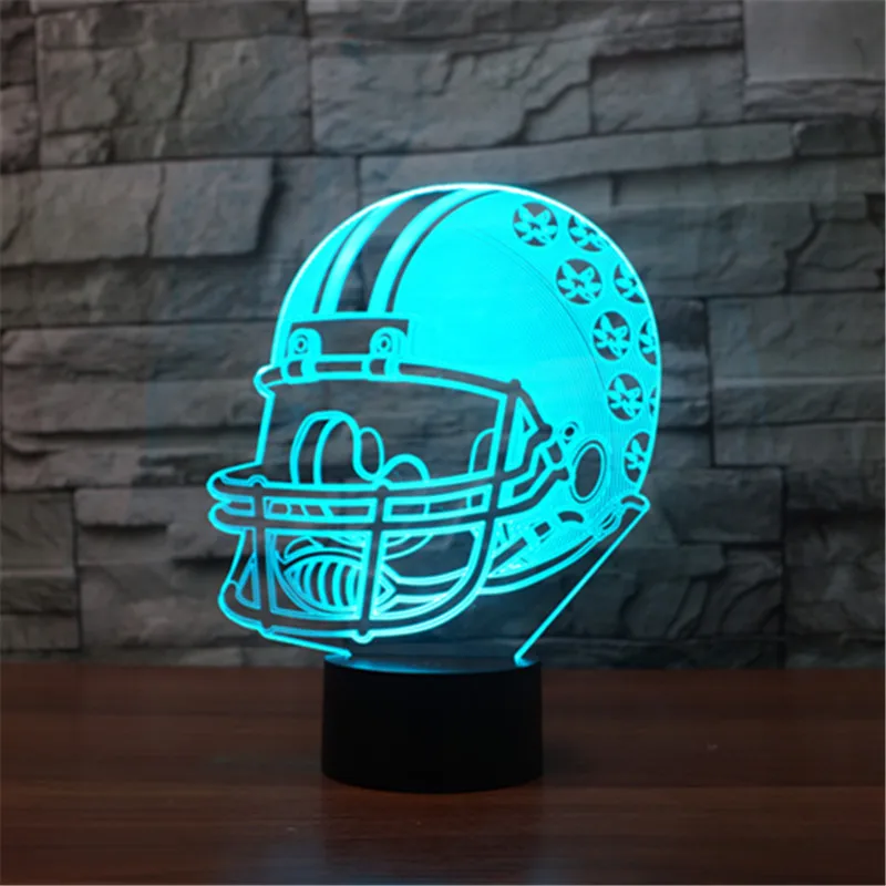 Free shipping New foreign trade Rugby hat 2 3D lamp LED acrylic visual lamp creative touch illusion lamp LED toys Christmas gift