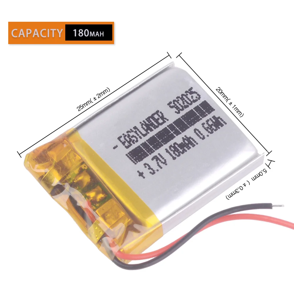 3.7V 200mAh 502025 Rechargeable Lithium Li-ion Polymer Battery Lipo cells for DVR advocam FD video recorder Registrar