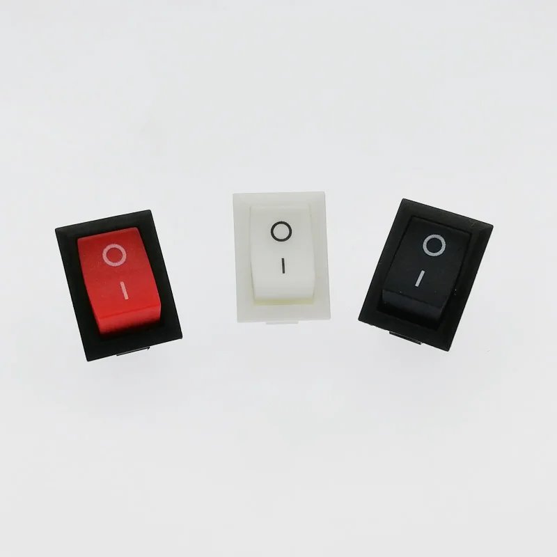 5Pcs Push Button Switch 2Pin 6A~10A 250V KCD1101 Snap-in On/Off Boat Rocker Switch  Black Red and White21*15mm