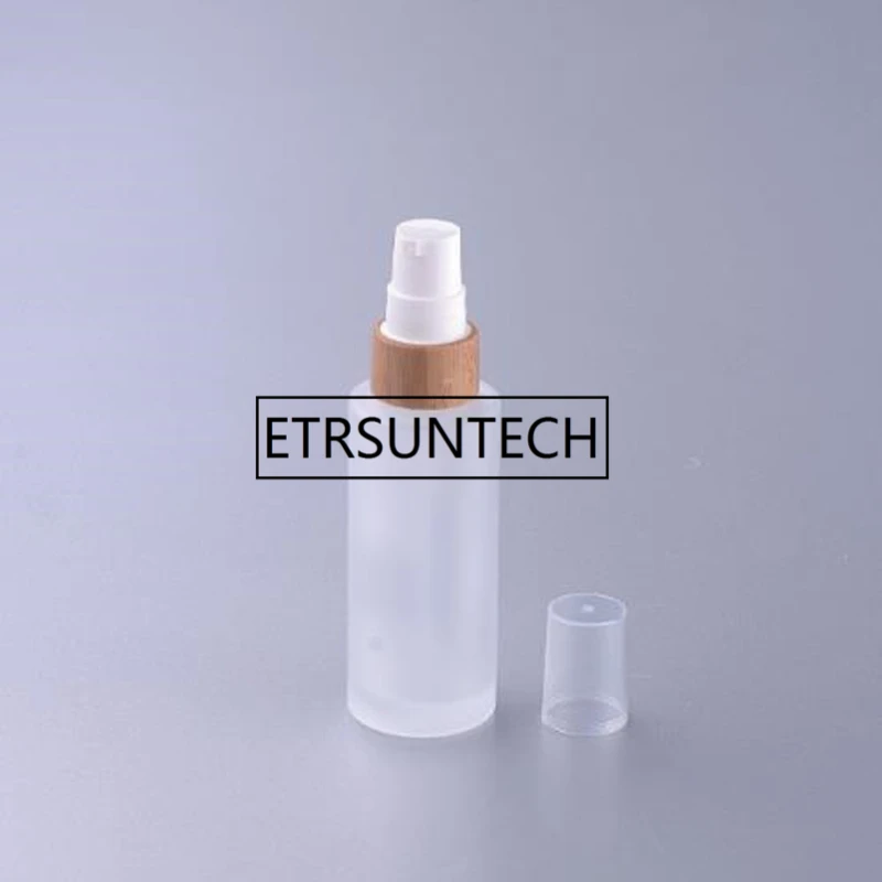 30ml frosted bottle pump vacuum lotion Cosmetic Packaging for essential oil or face cream cosmetics with bamboo lid F1430