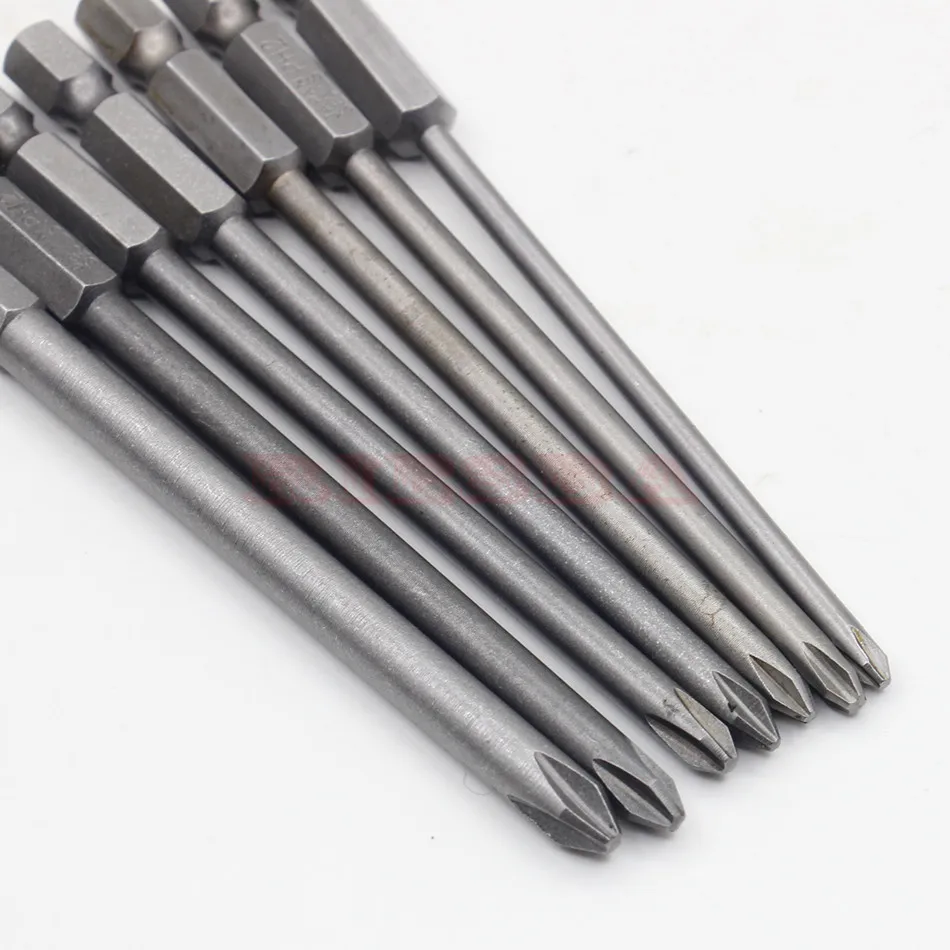 RIESBA 7pcs 1/4 inch 100mm Long Magnetic Hex Screwdriver Bit Set Magnetic Philips Screwdriver Set 6.35mm Shank S2 alloy steel