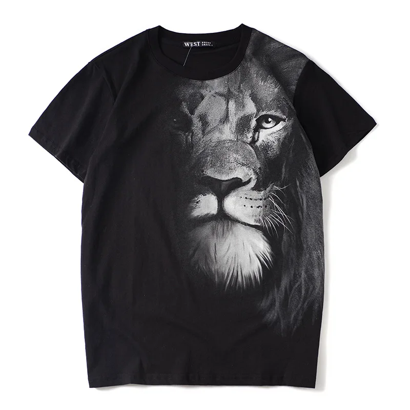 

New Novelty 2019 Men Sketch lion T Shirts T-Shirt Hip Hop Skateboard Street Cotton T-Shirts Tee Top Kenye #38