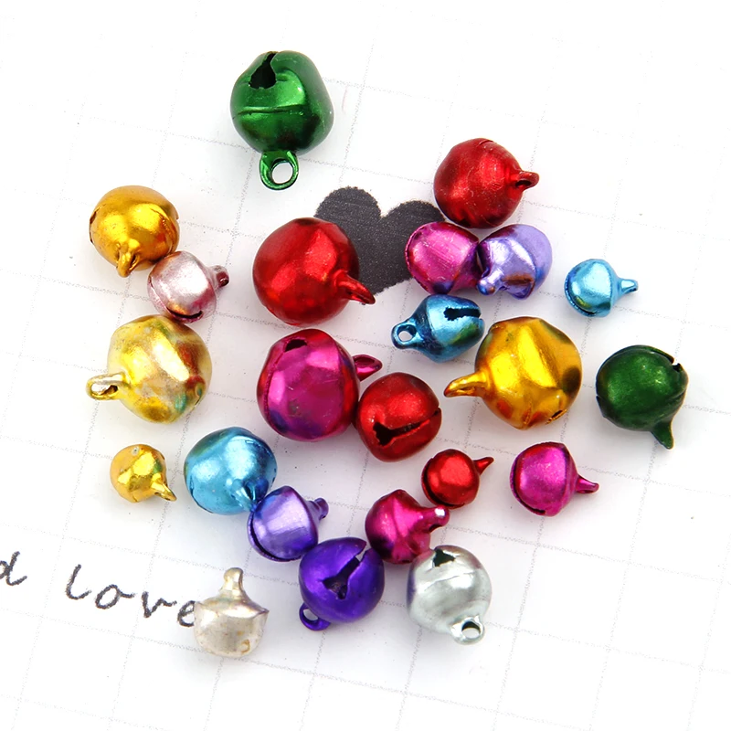 Wholesale100pc/50pc  6/8/10/12MM Mix Colors Loose Beads Small Jingle Bells Christmas Decoration Gift Colorful DIYCrafts Handmade